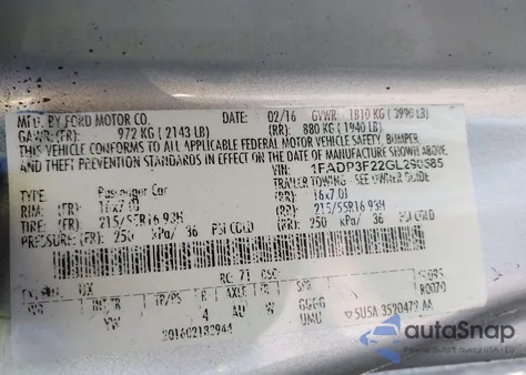 2016 Ford Focus Se from USA, damaged, VIN 1FADP3F22GL290585